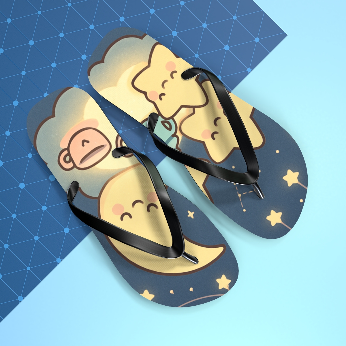 Sleepy Star Tea Party soft sole flip flops