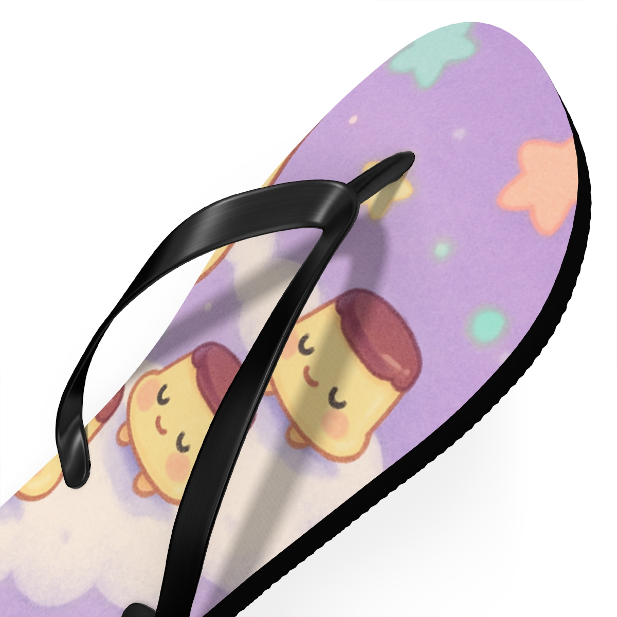 Sleepy Moon Pudding Parade trendy printed flip flops