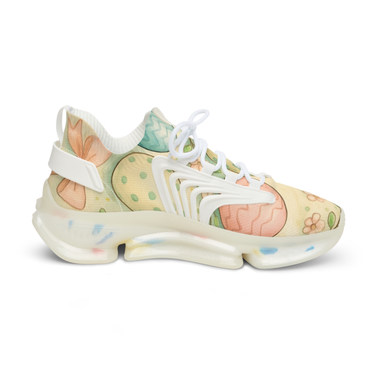 Spring Eggshell Blossom Parade unique printed sneakers
