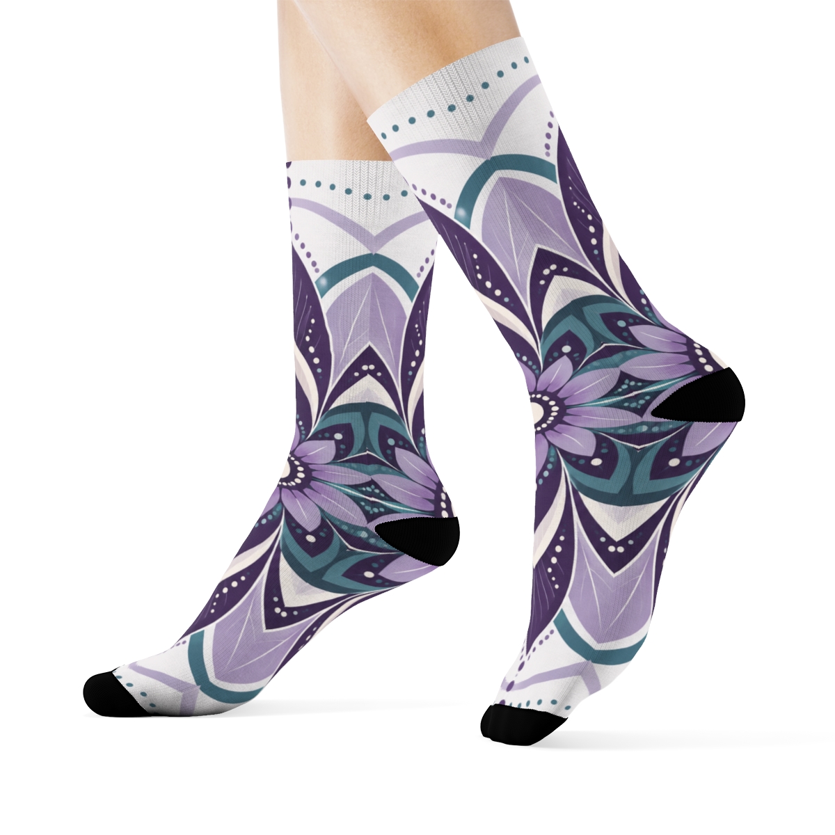 Heliotrope Threaded Dot Mandala sports performance socks [AI-ccce67ab-741bcd1521ce]