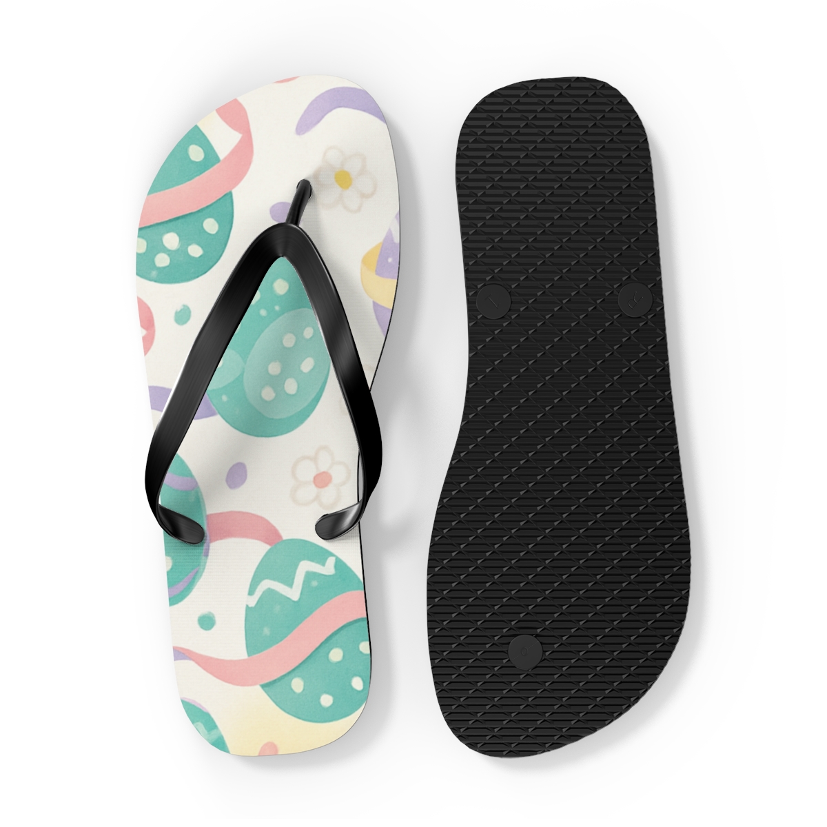 Spring Equinox Ribbon Egg Pattern unique graphic flip flops
