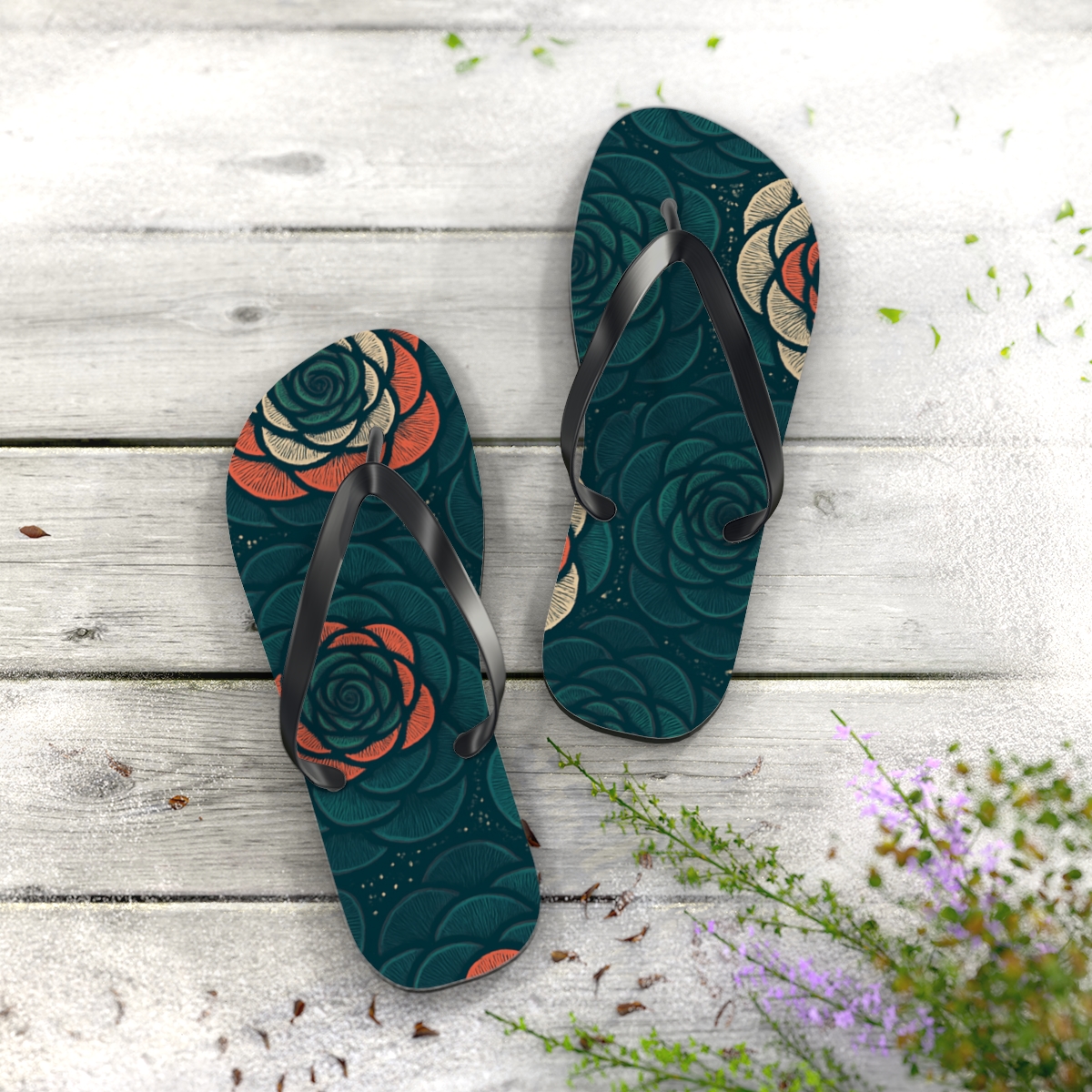 Ranunculus Pulse Lattice personalized beach flip flops