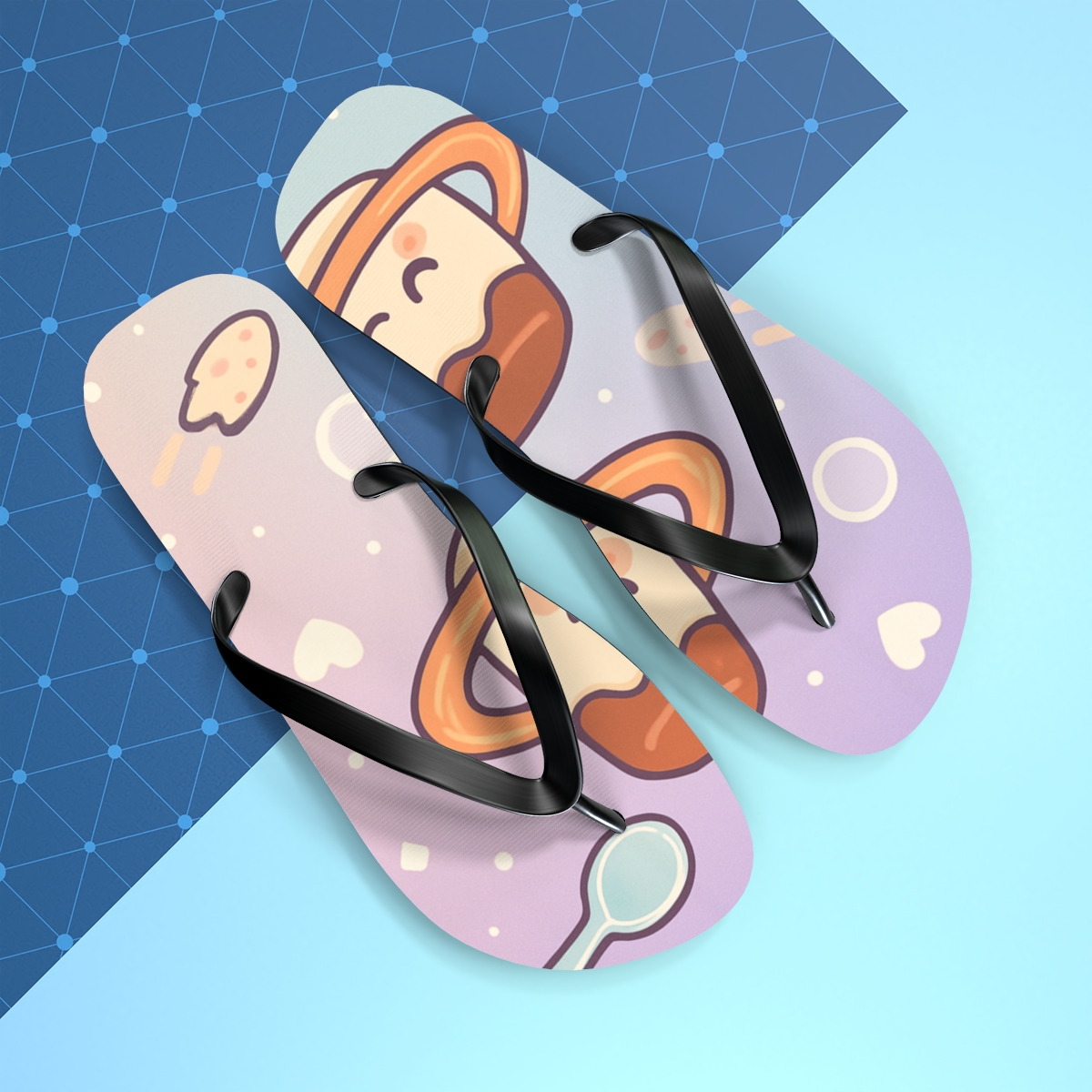 Pastel Planet Pudding Pals comfortable casual flip flops