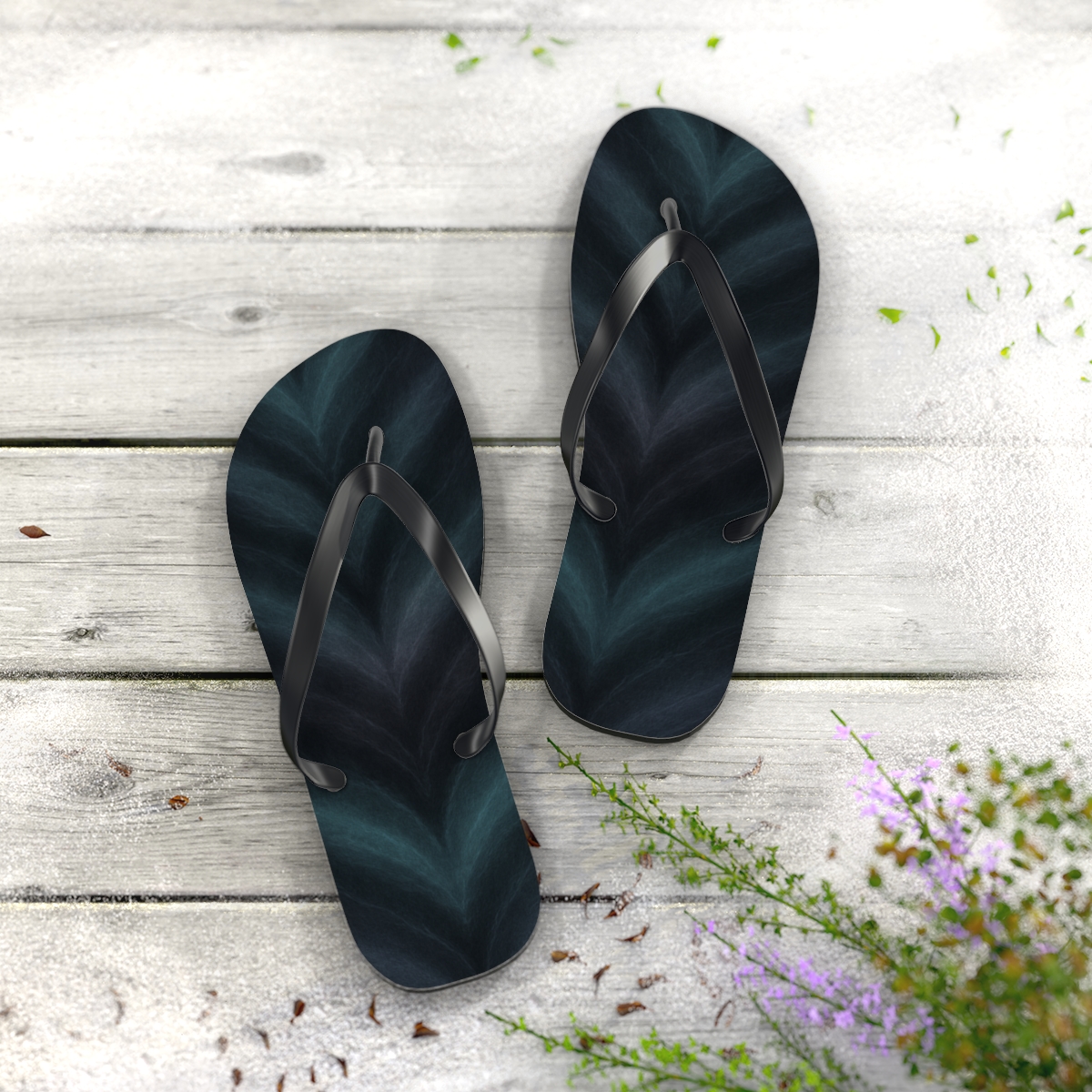Nebula Filament Chevron personalized beach flip flops