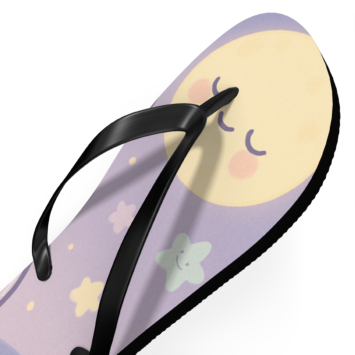 Moonlit Mochi Friends designer logo flip flops