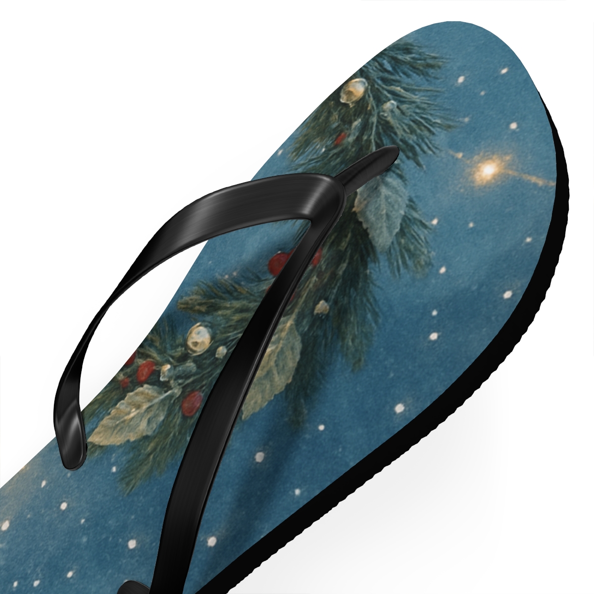 Lanternlit Winter Solstice Wreath custom flip flops