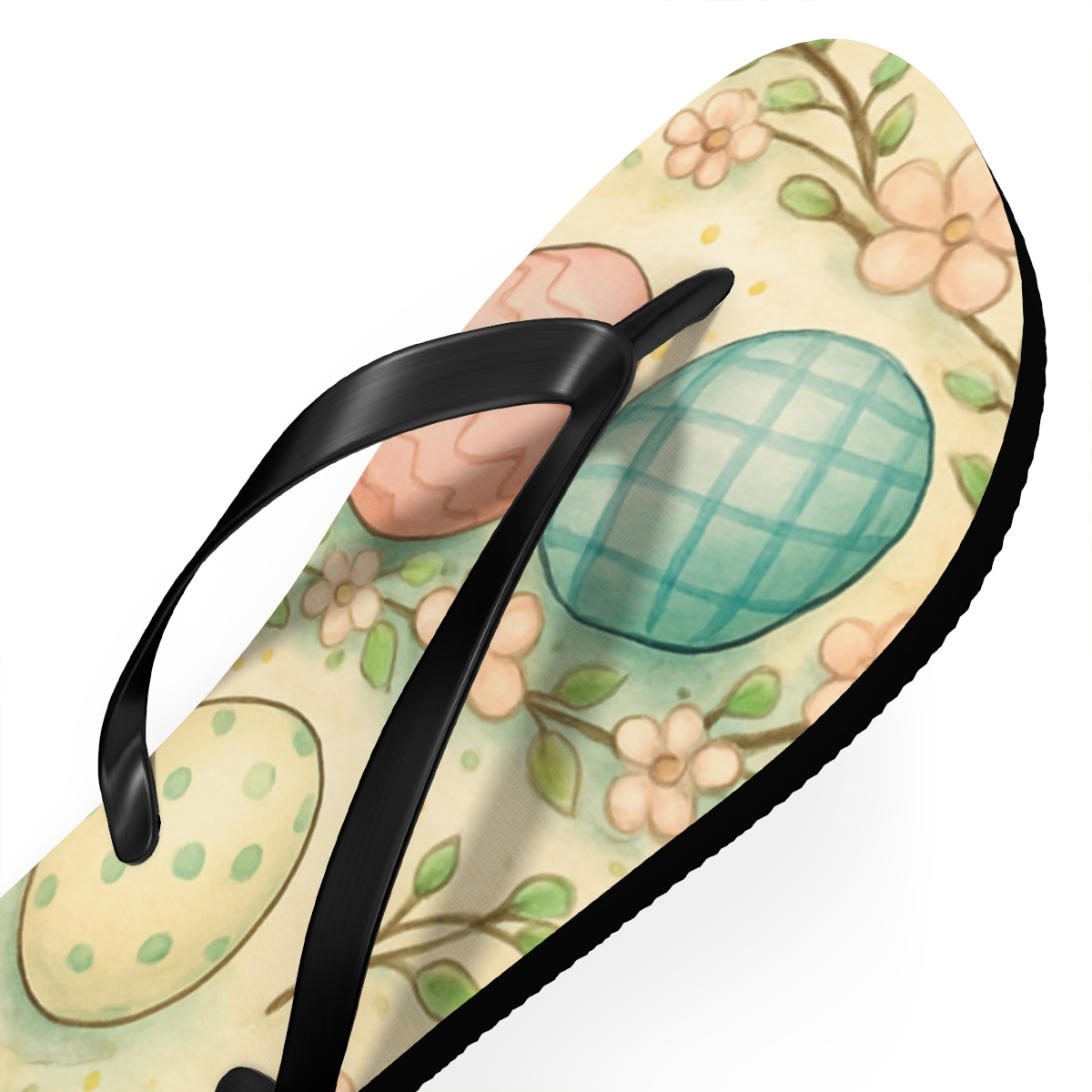 Spring Eggshell Blossom Parade comfortable casual flip flops