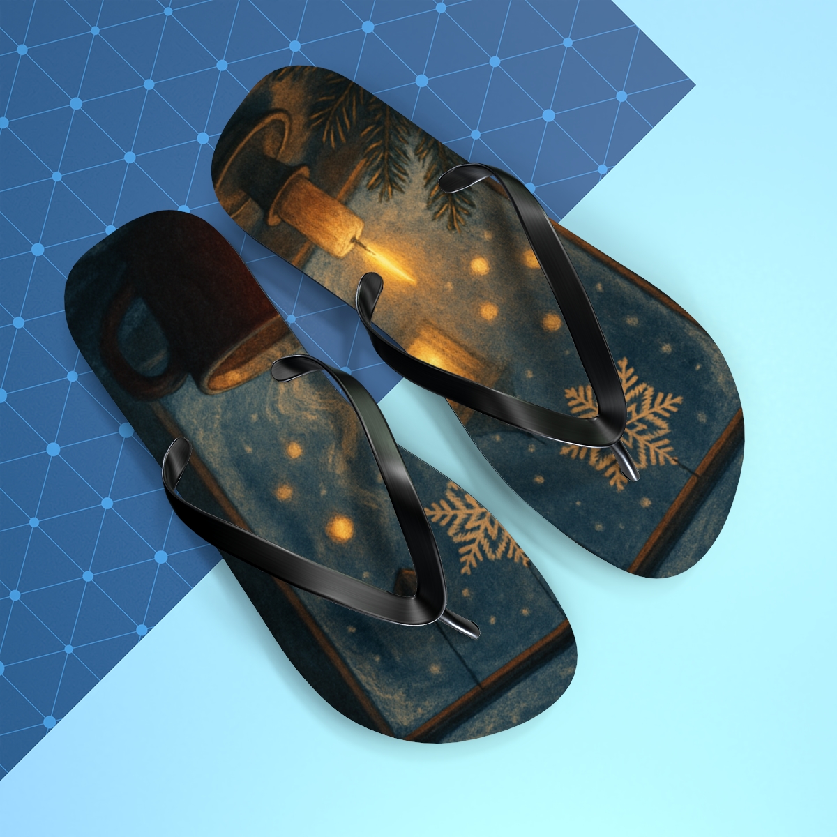 Lantern Lit Winter Carol Window unique graphic flip flops