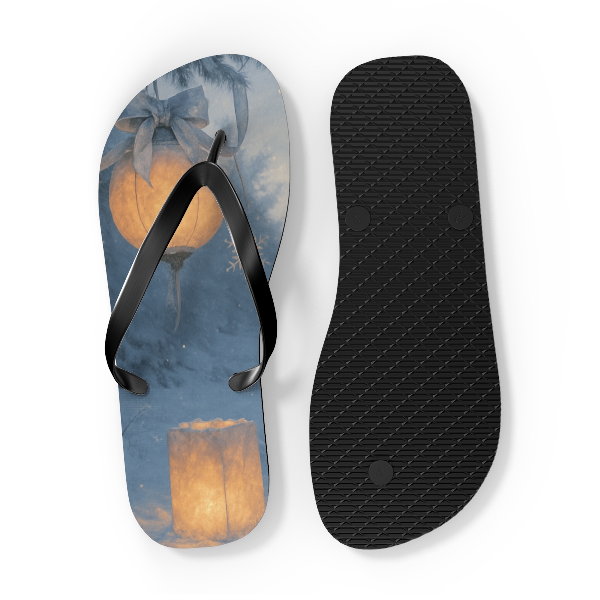Winter Lantern Snowglow colorful rubber flip flops