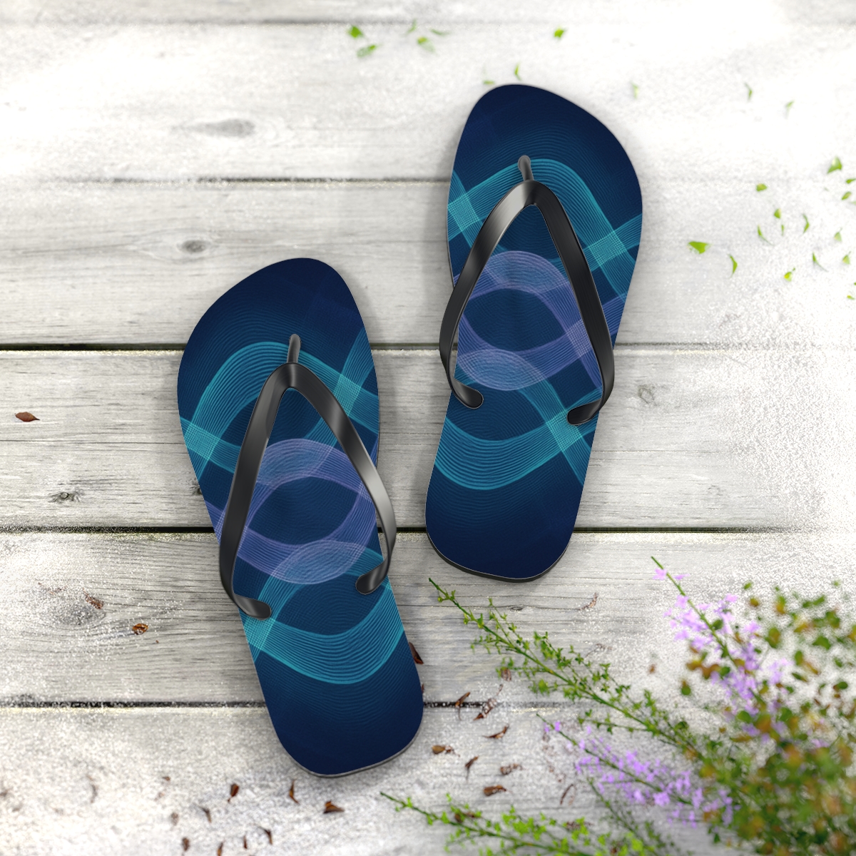 Moire Nebula Weave stylish summer flip flops