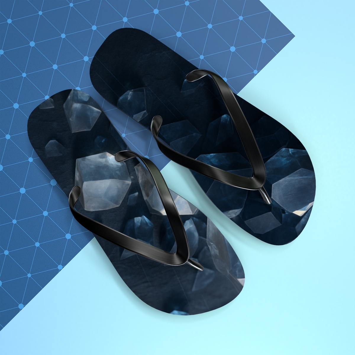 Mineral Facet Rainfield designer logo flip flops