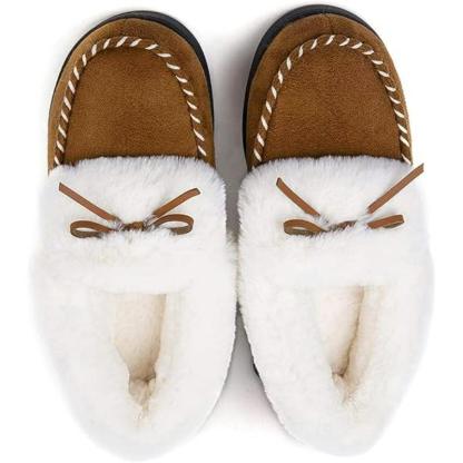 Heated Slippers - Trapper Moc Fuzzy Memory Foam For Warmth - Cloud Cushion Slides