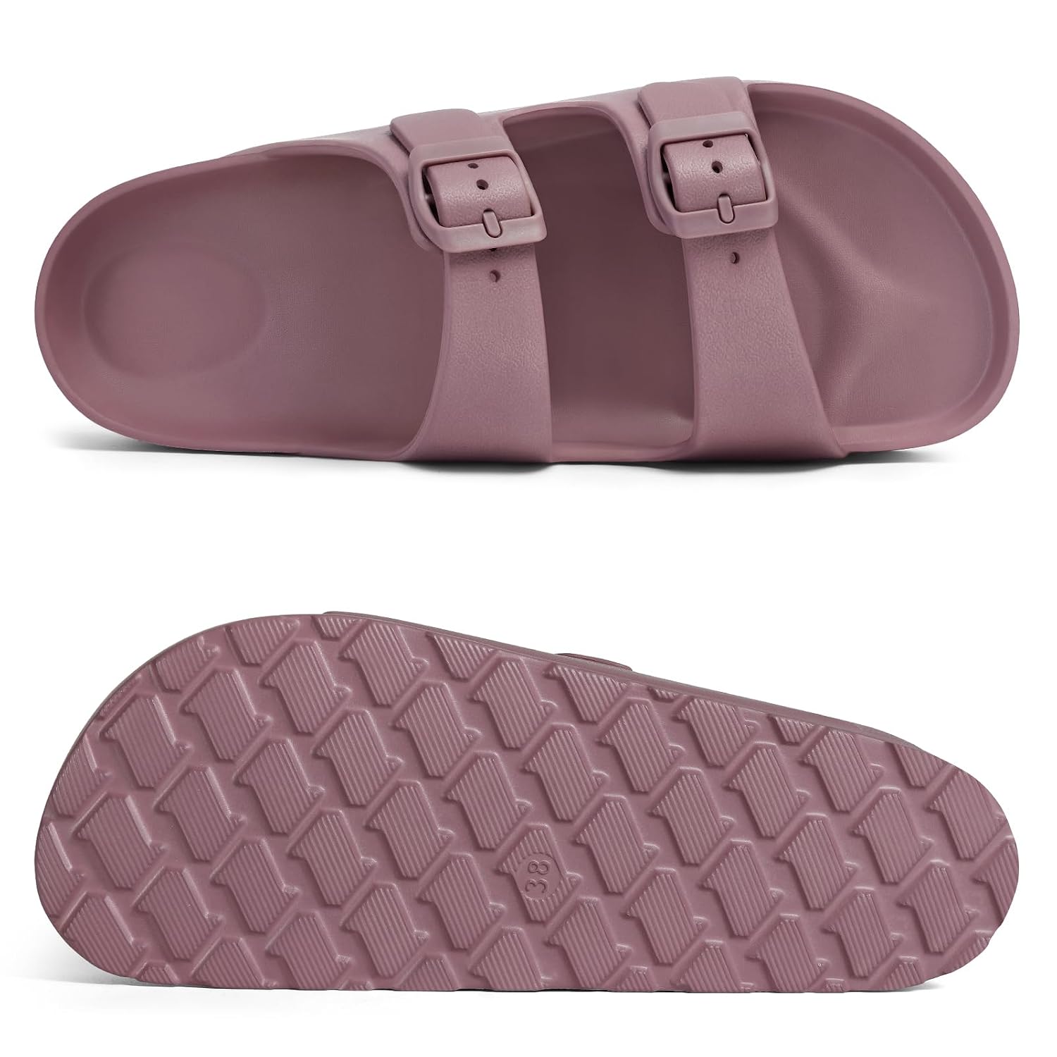Lightweight Platform Slip On Sandals With Double Buckle Design For Women