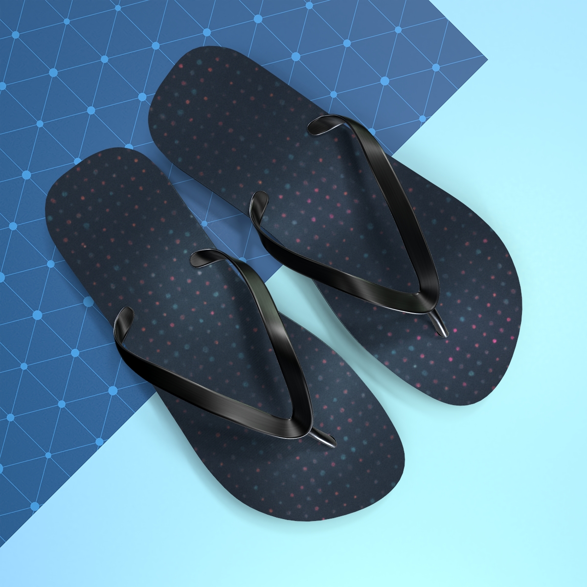 Nebula Particle Grid Drift trendy printed flip flops