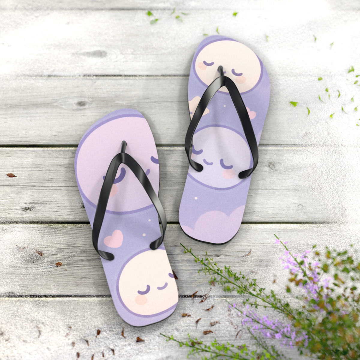 Mochi Moon Mates custom flip flops