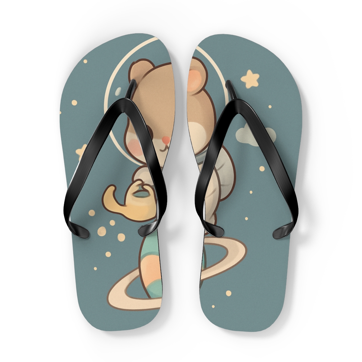 Pocket Planet Hamster Gardener designer logo flip flops