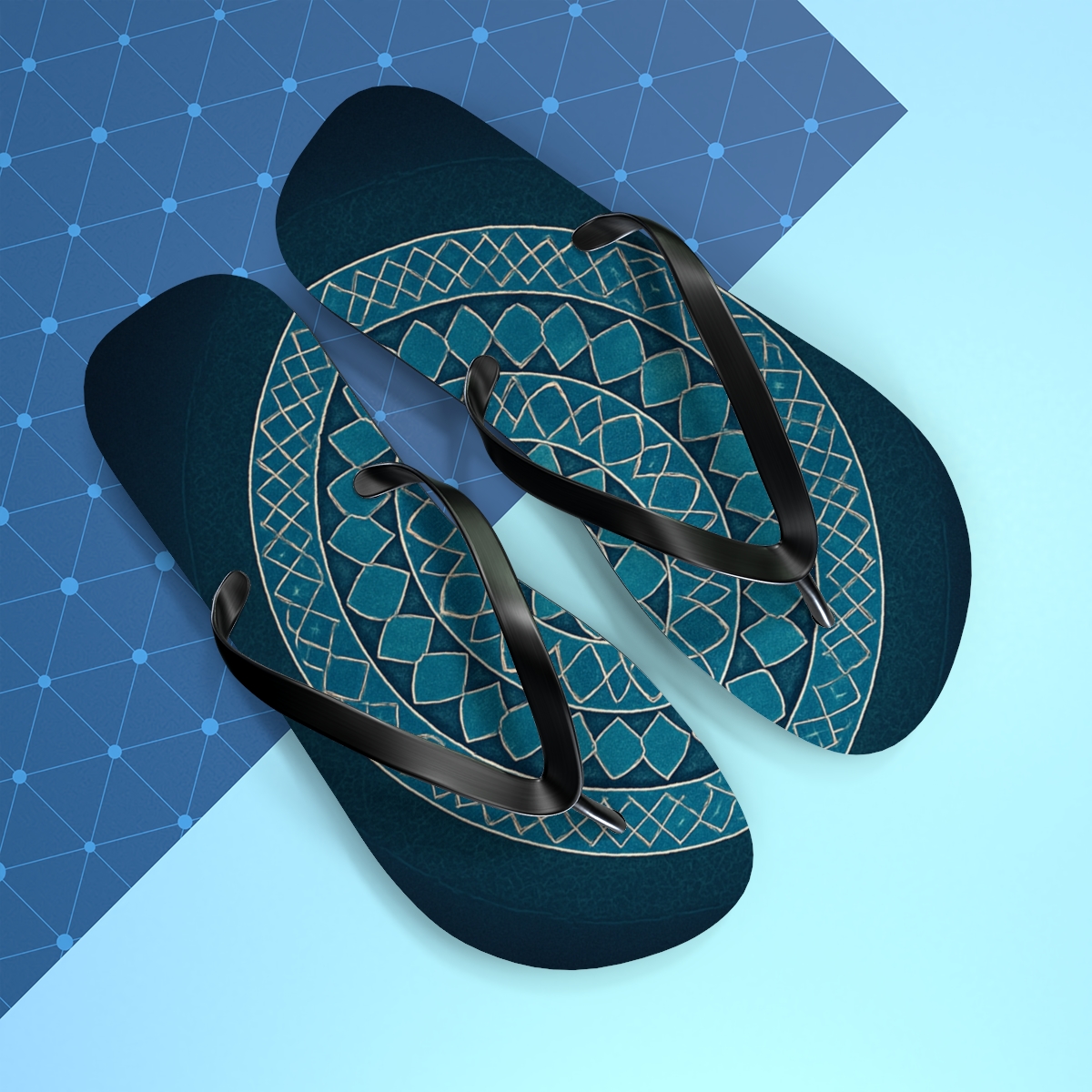 Prismatic Lattice Halo unique graphic flip flops