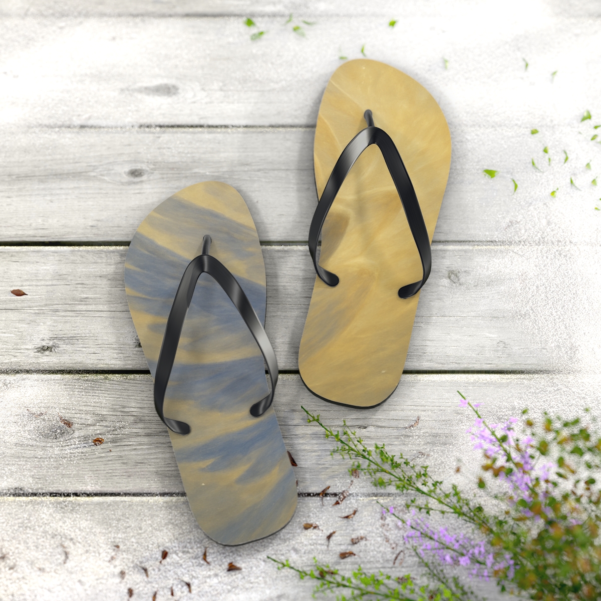 Harmonic Wingbeat designer logo flip flops