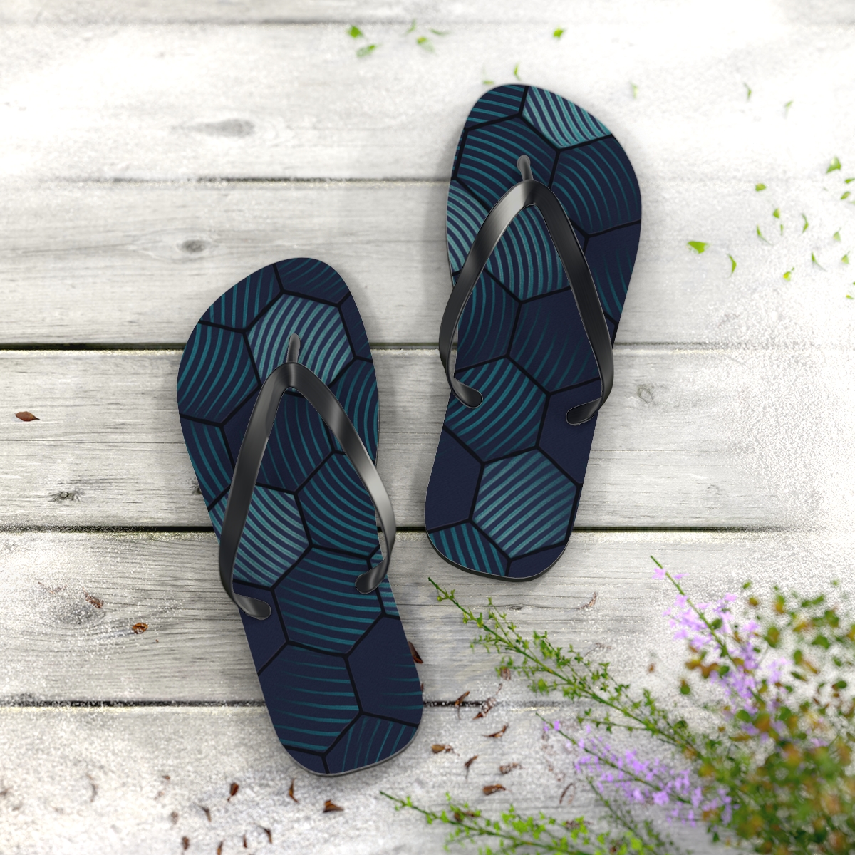 Moire Hex Vortex Weave soft sole flip flops