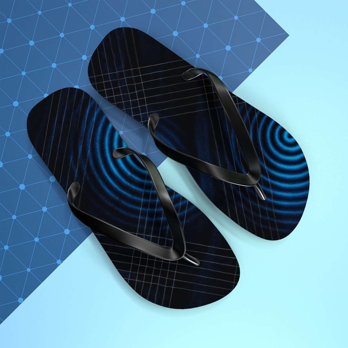 Moire Orbit Overprint designer logo flip flops