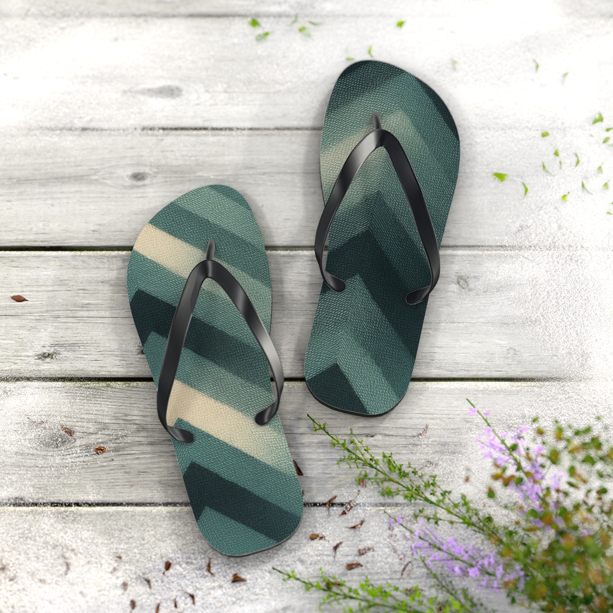 Moire Chevron Lattice trendy printed flip flops