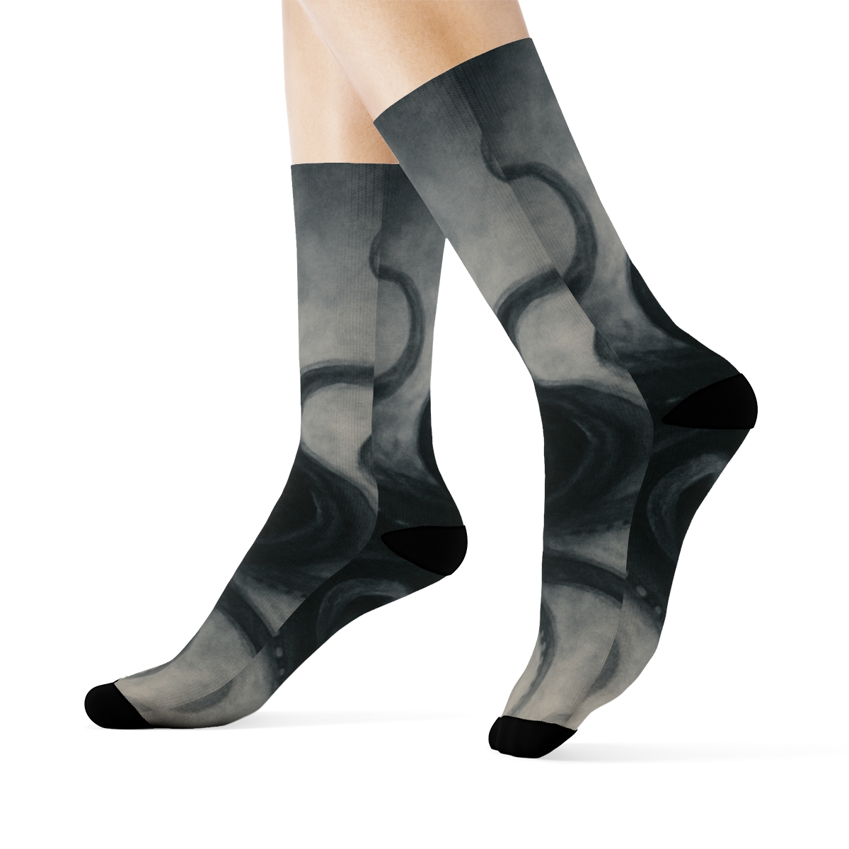 Octopus Ink Veil Calligraphy stylish patterned socks