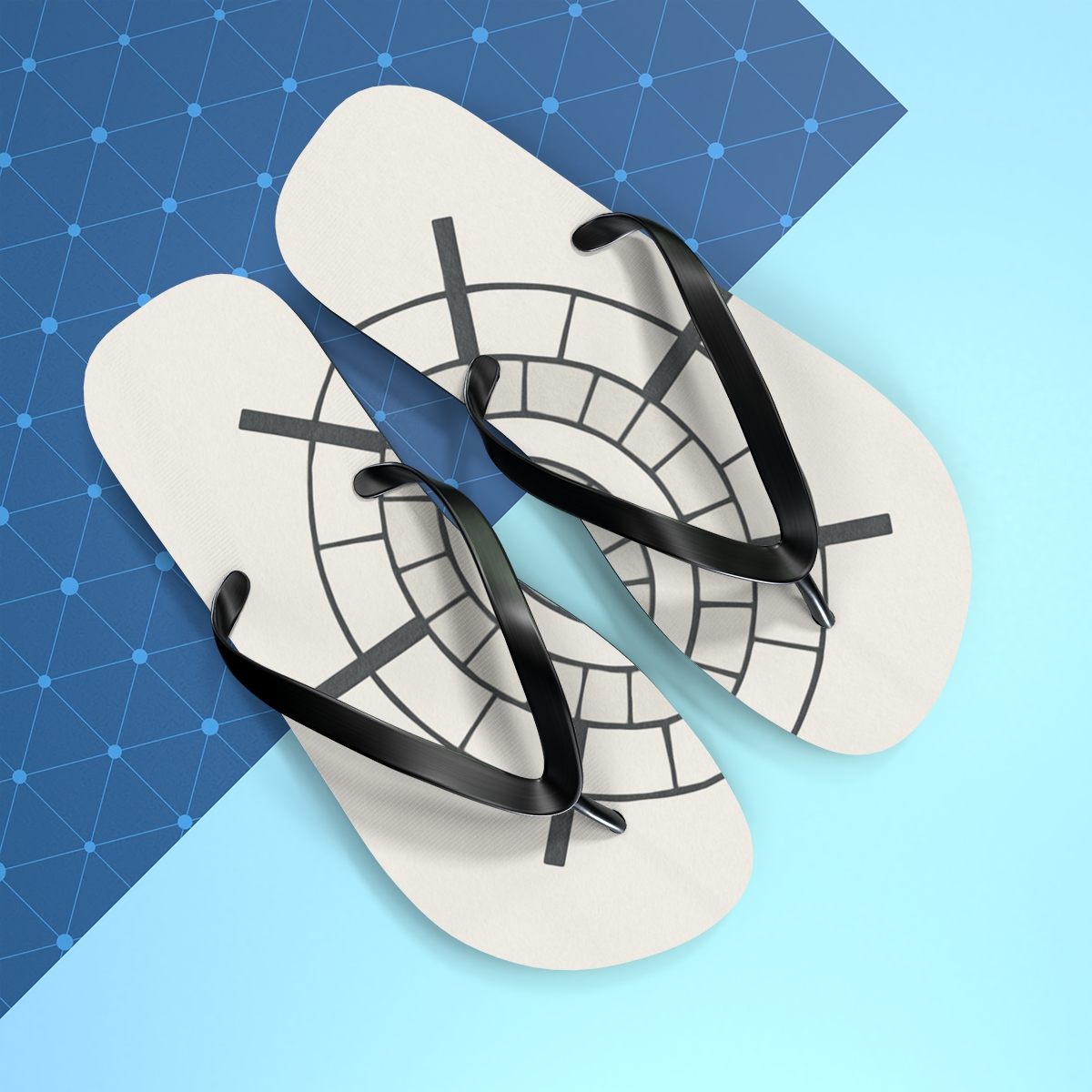 Minimal Starcell Concentric Grid designer logo flip flops