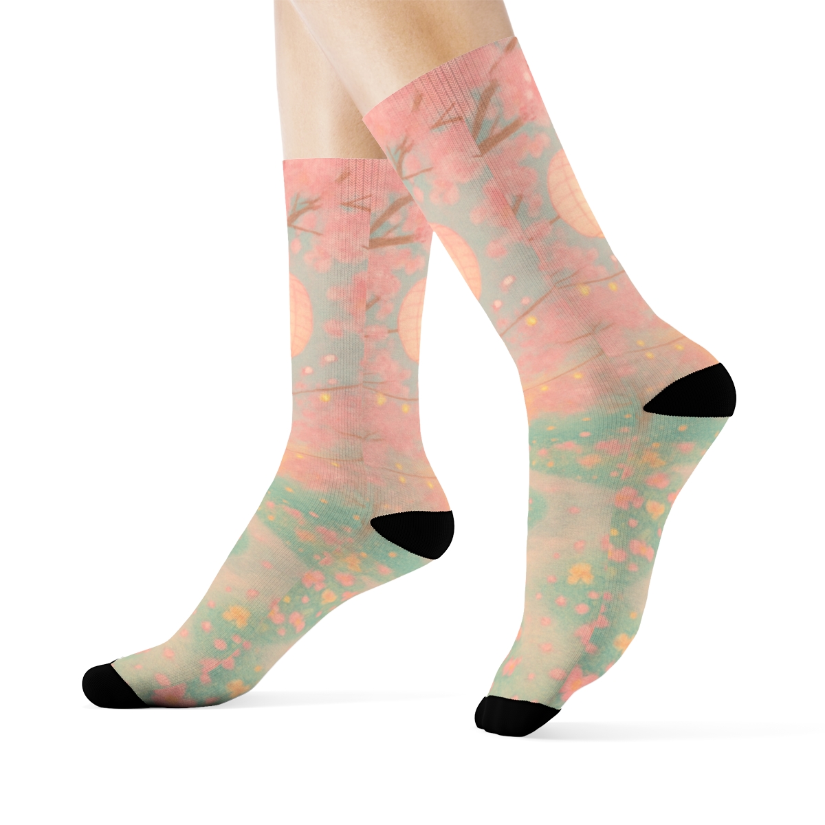 Spring Lantern Blossom Parade stylish patterned socks