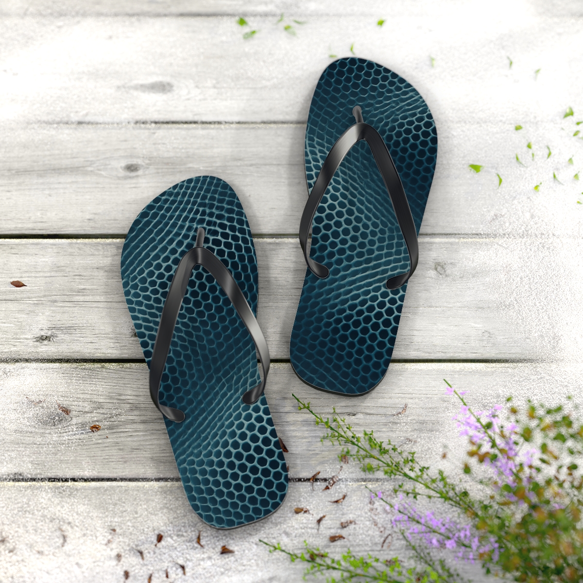 Ocean Wave Mosaic Flip Flops