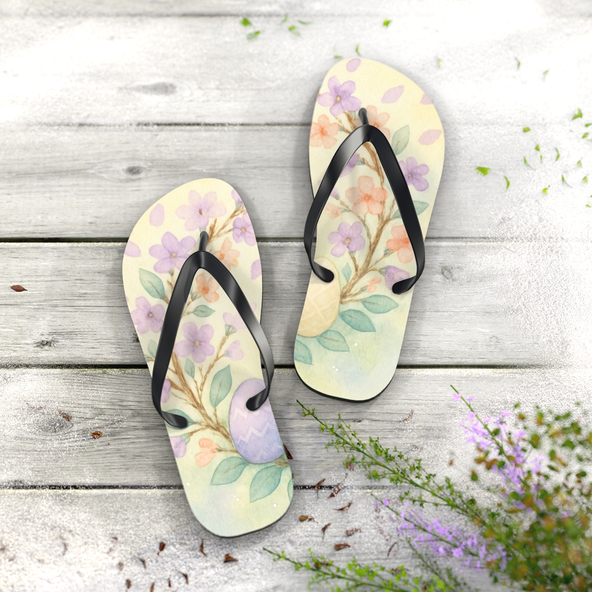 Spring Eggshell Blossom Auroras soft sole flip flops