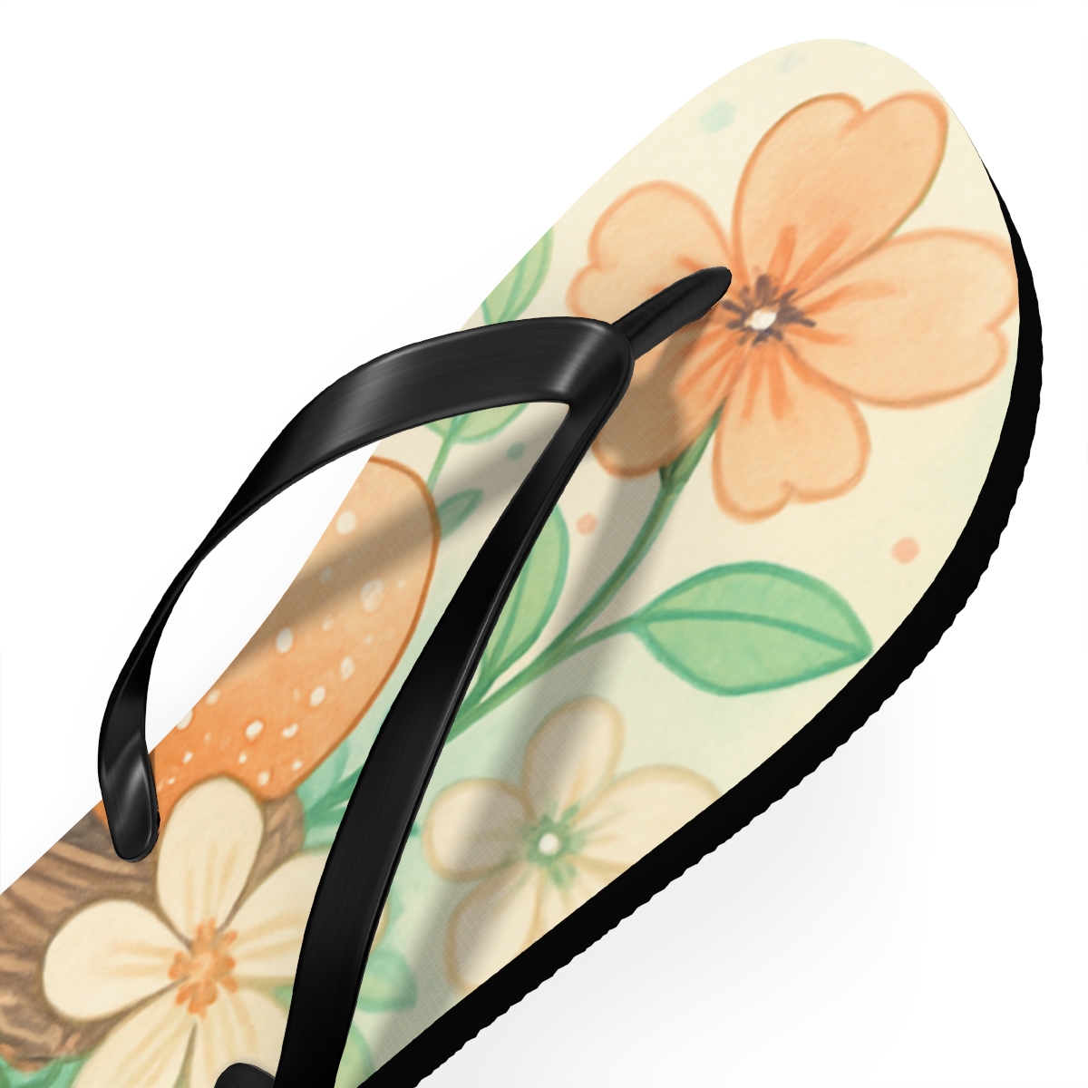 Spring Eggshell Nebula Bloom designer logo flip flops