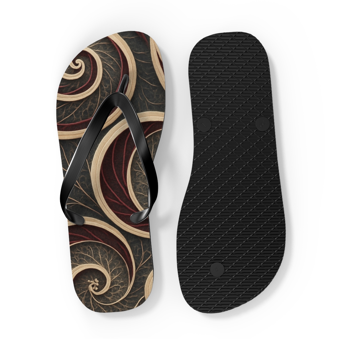 Orchid Vein Spiral Field unique graphic flip flops