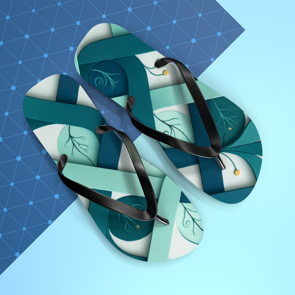 Camellia Ribbon Lattice trendy printed flip flops