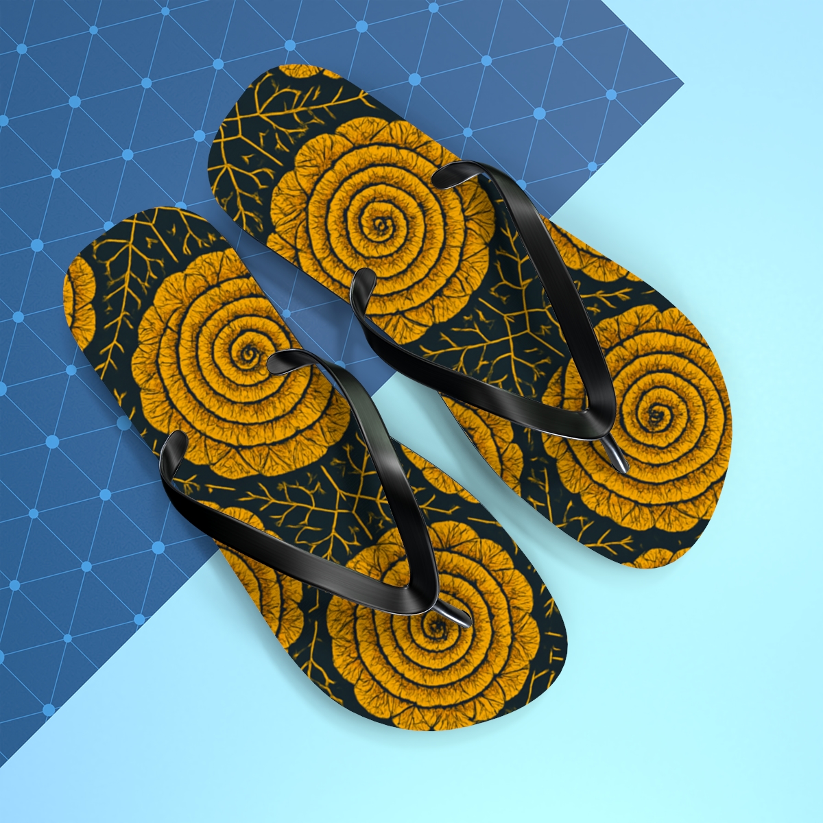 Marigold Fractal Rosette Weave comfortable casual flip flops