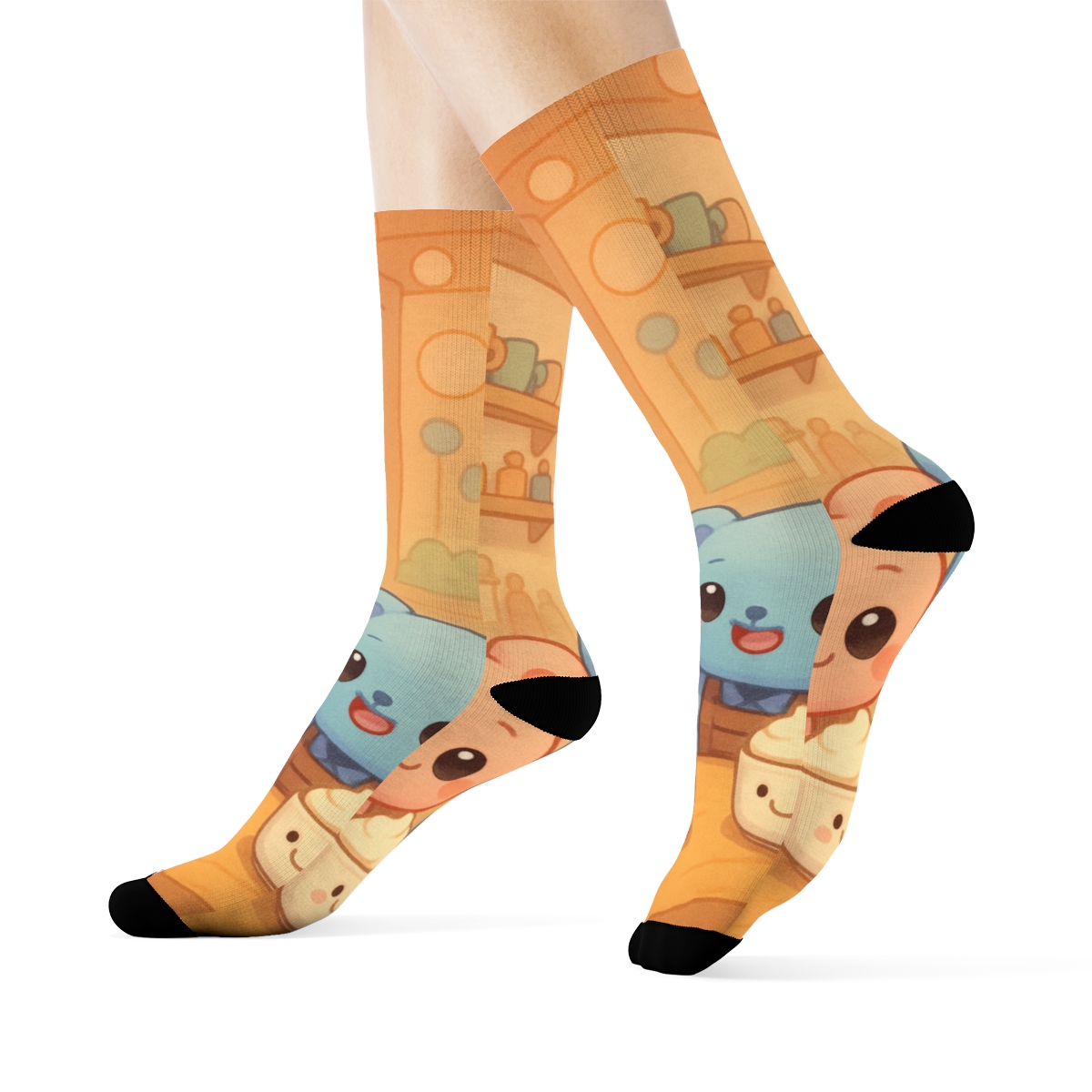 Pastel Berry Bear Cafe warm winter socks