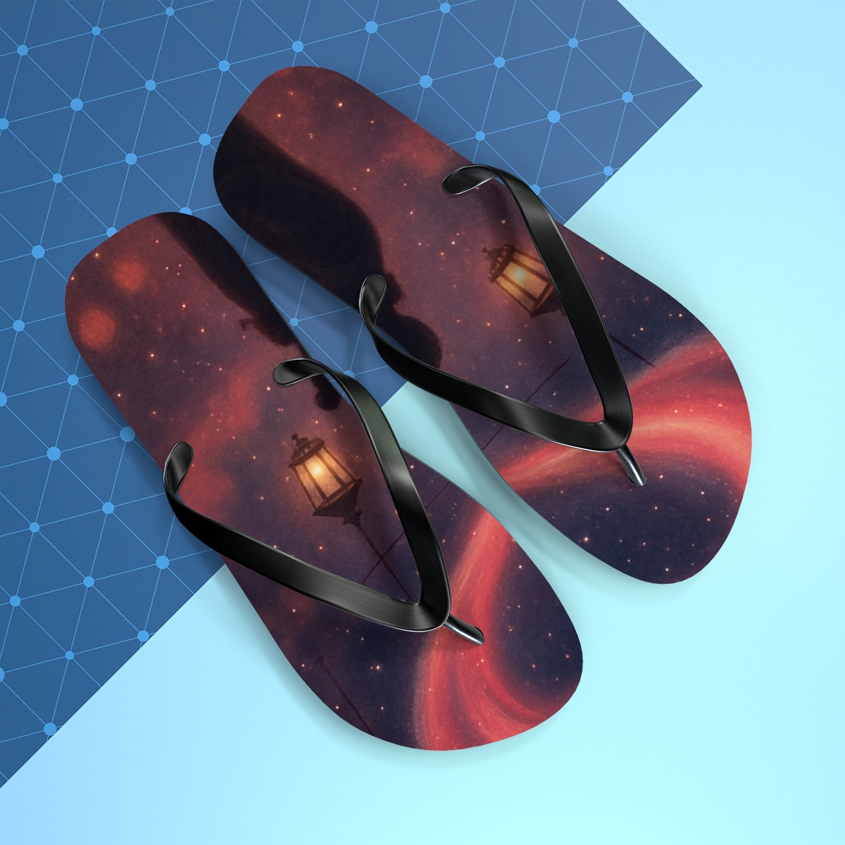 Valentine Aurora Heart Nebula designer logo flip flops