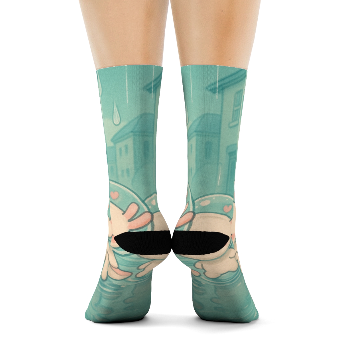 Sleepy Raindrop Axolotl Parade stylish patterned socks