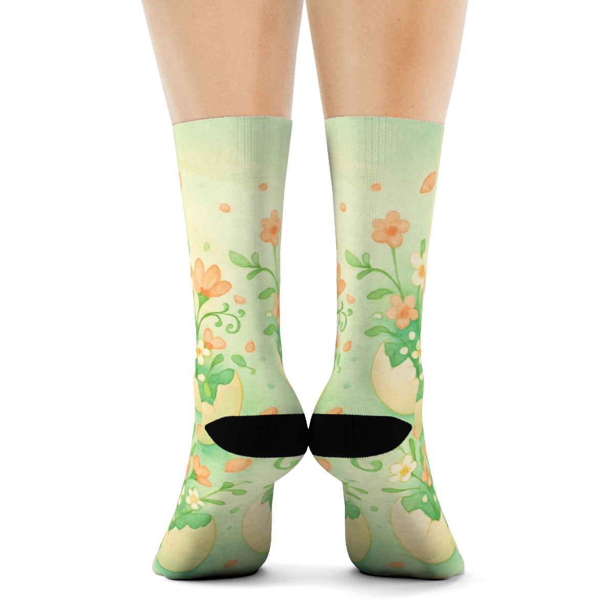 Spring Equinox Eggshell Nebula Garden unique printed socks