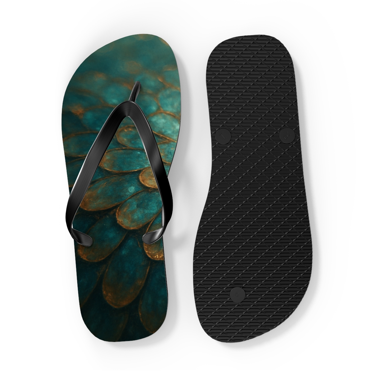 Iridescent Beetle Mosaic personalized beach flip flops
