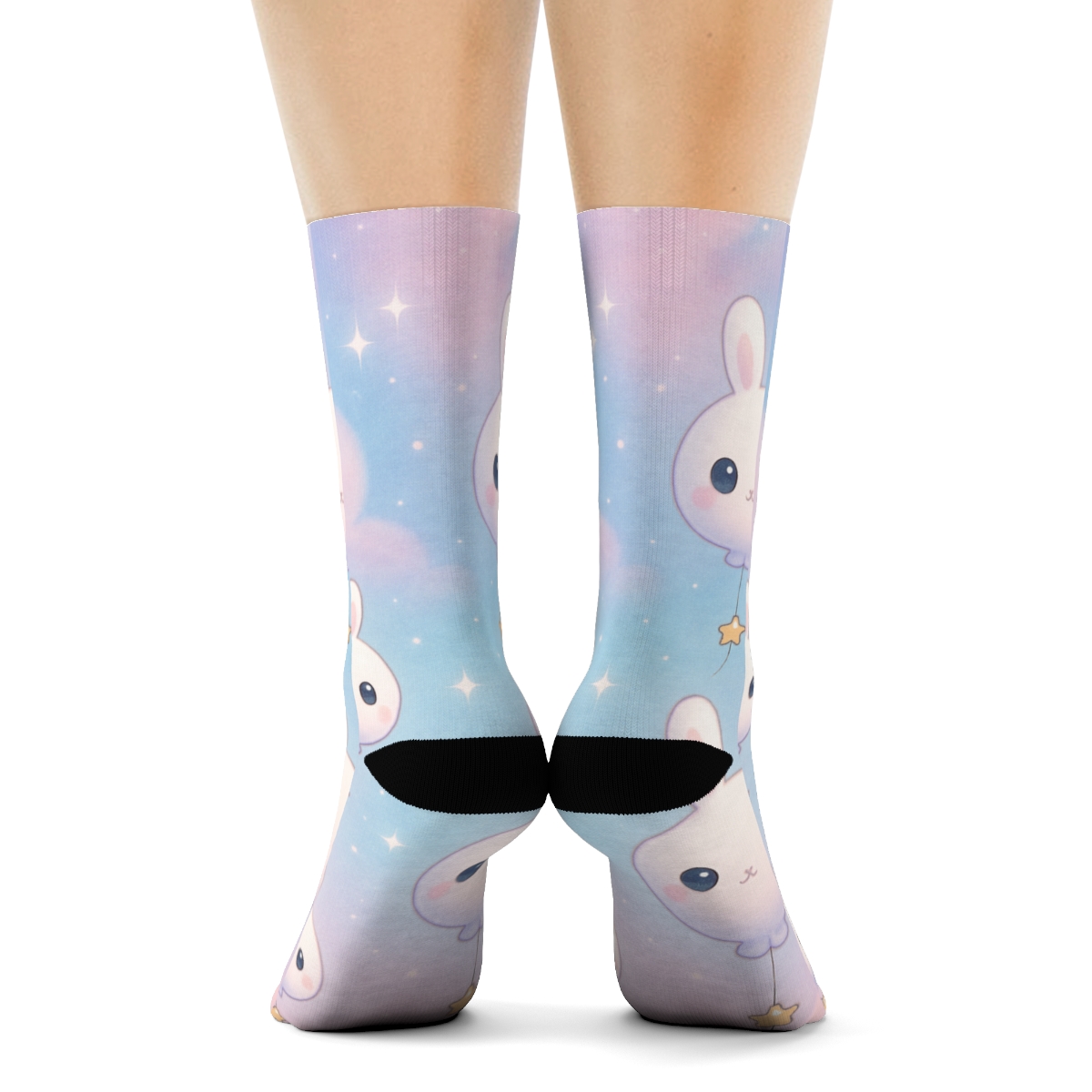 Bubble Nebula Bunny Balloons comfortable cotton socks