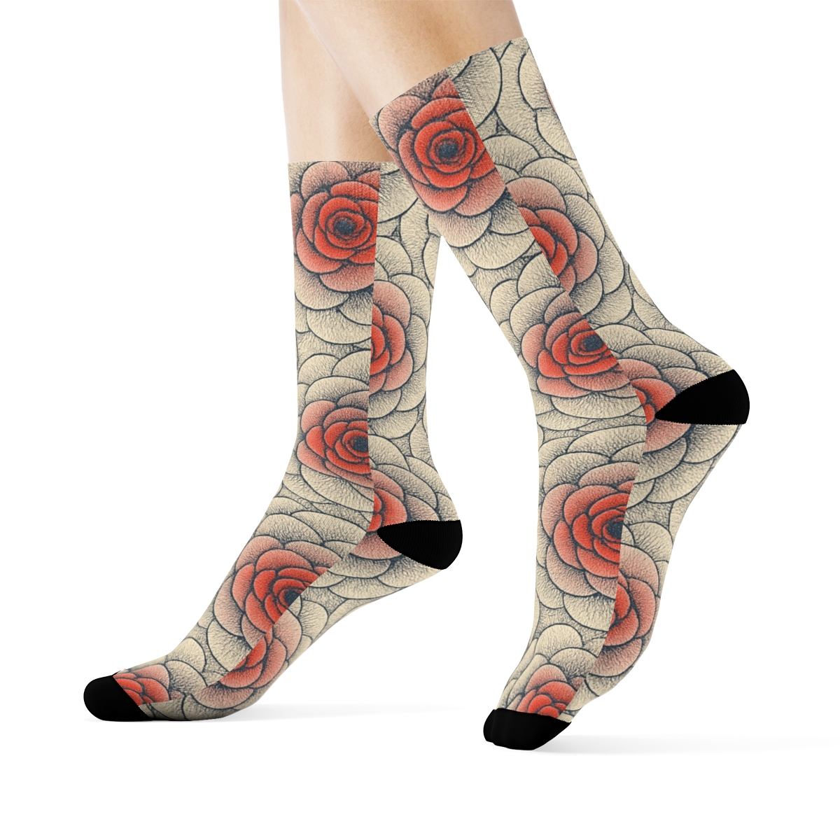 Ranunculus Microdot Rosette Array sports performance socks