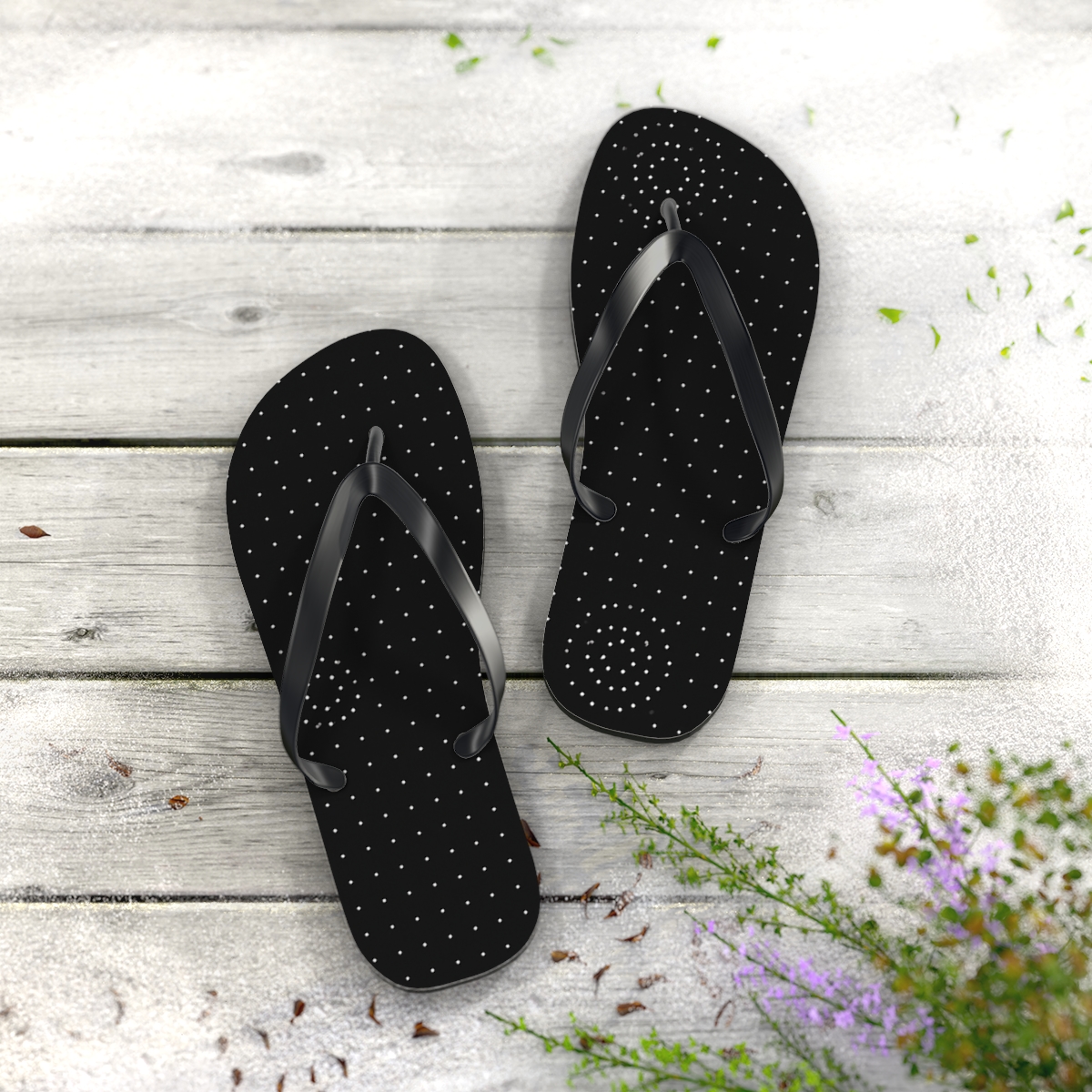 Microcrater Dotfall Grid unique graphic flip flops