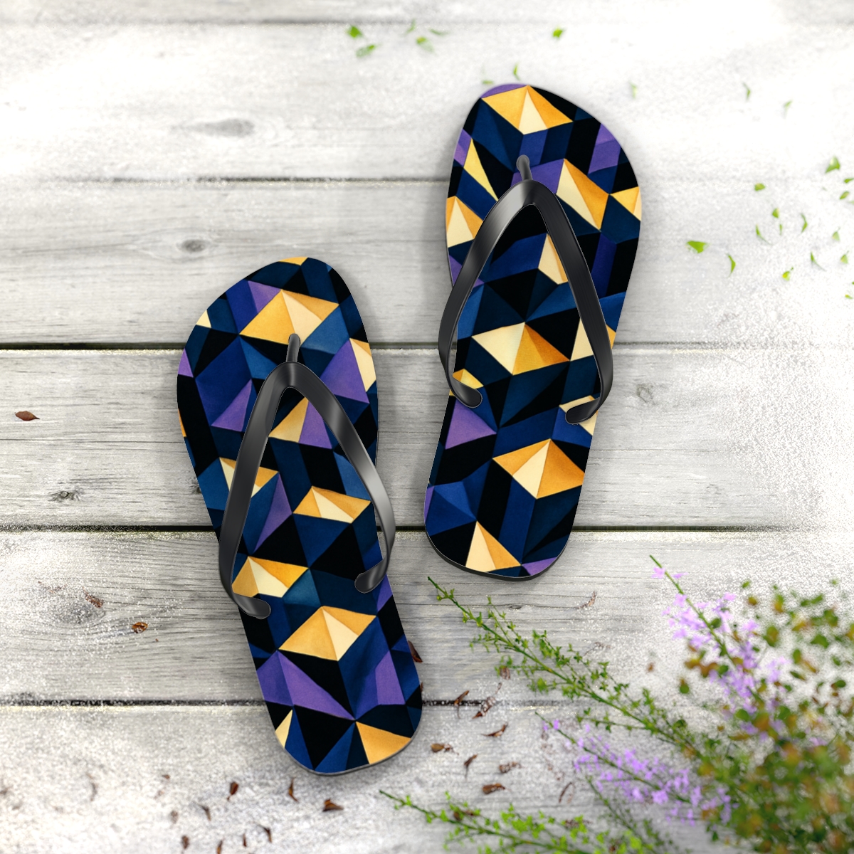 Hex Prism Drift Tessellation personalized beach flip flops