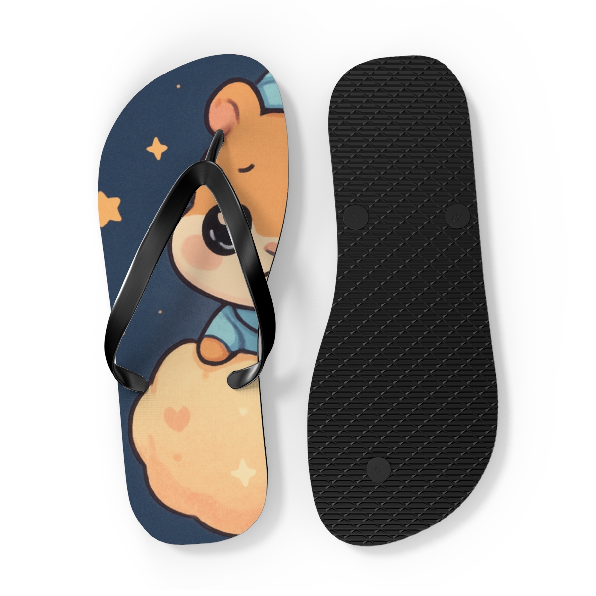 Comet Pajama Hamster designer logo flip flops