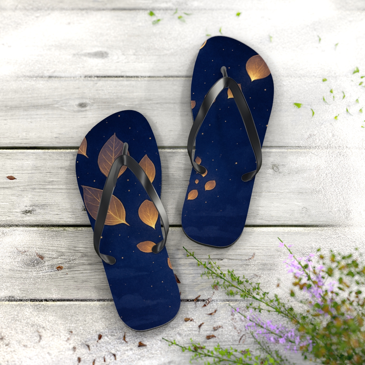 Lantern Equinox Drift personalized beach flip flops
