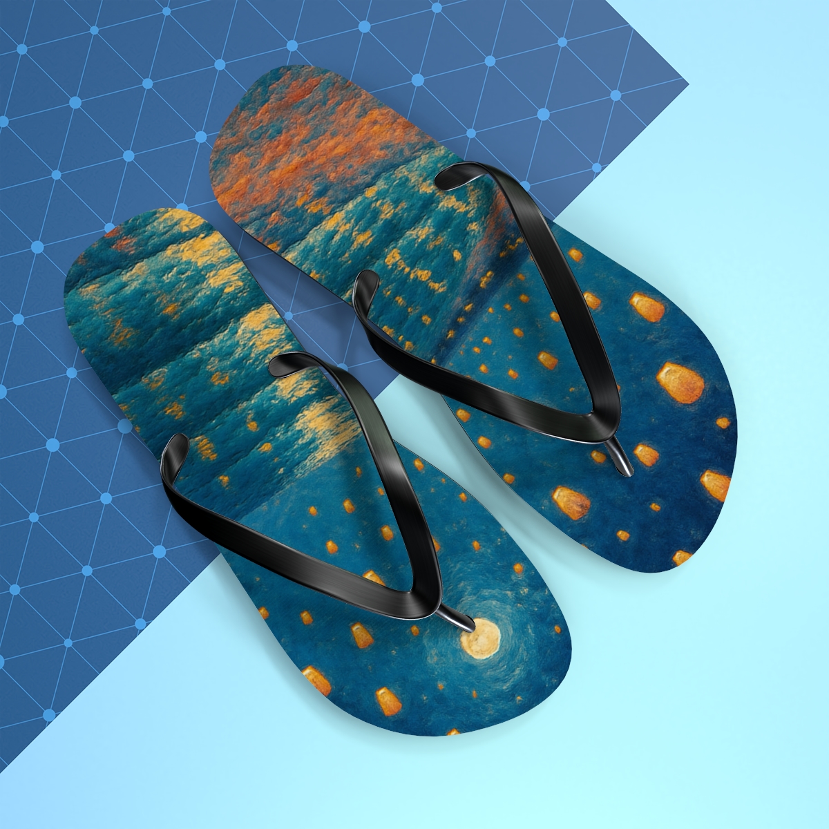 Summer Solstice Lantern Tide custom flip flops