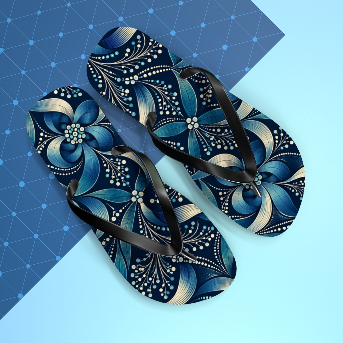 Clematis Ribbon Dot Lattice custom flip flops [AI-577ca403-94b141076993]