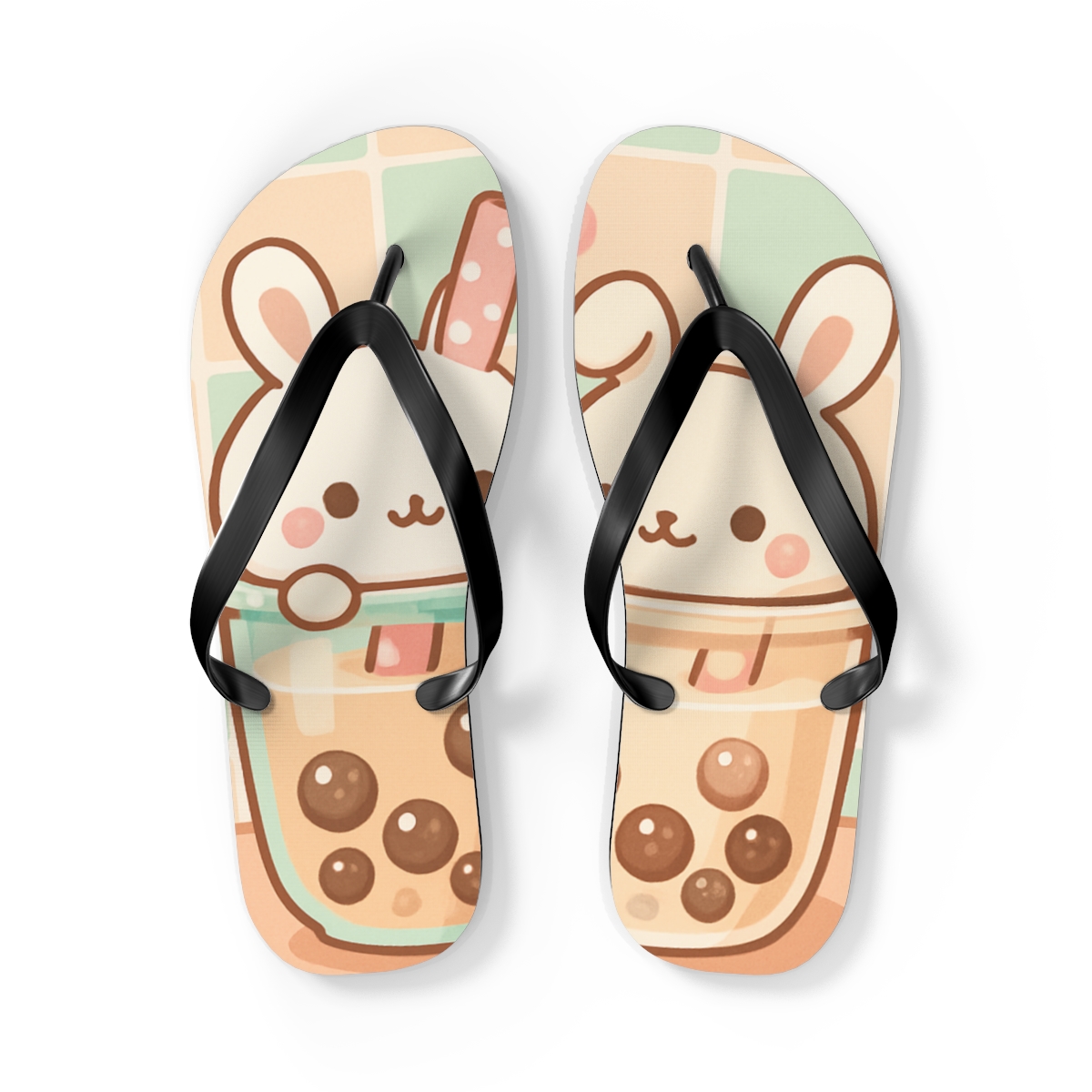 Pastel Boba Bunny Walks Flip Flops