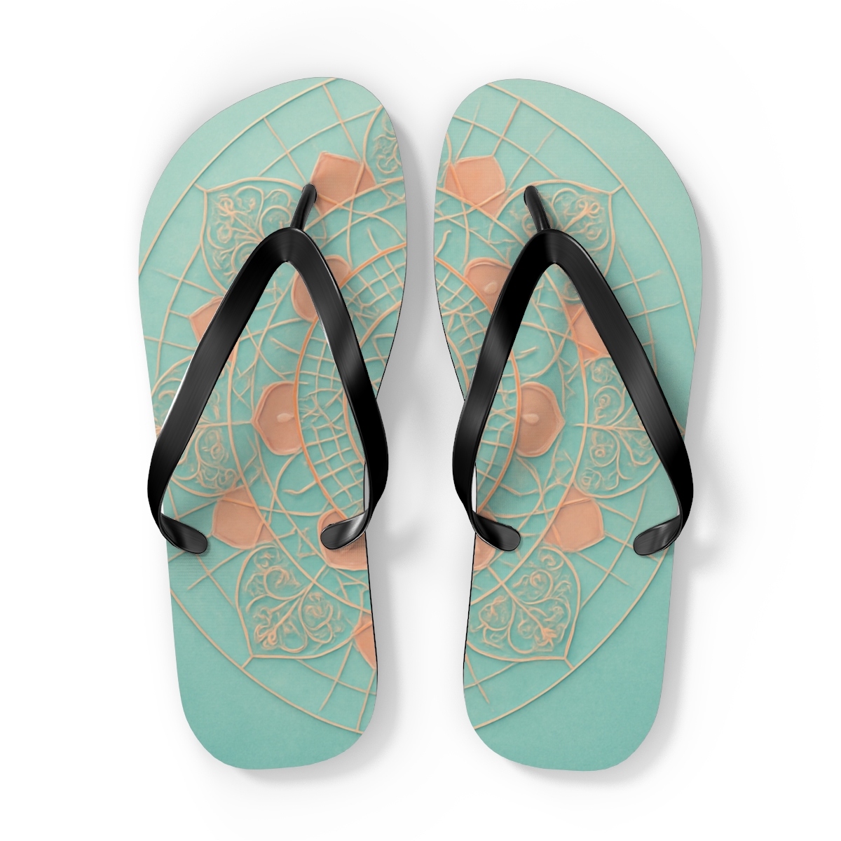 Orbital Filigree Mandala stylish summer flip flops