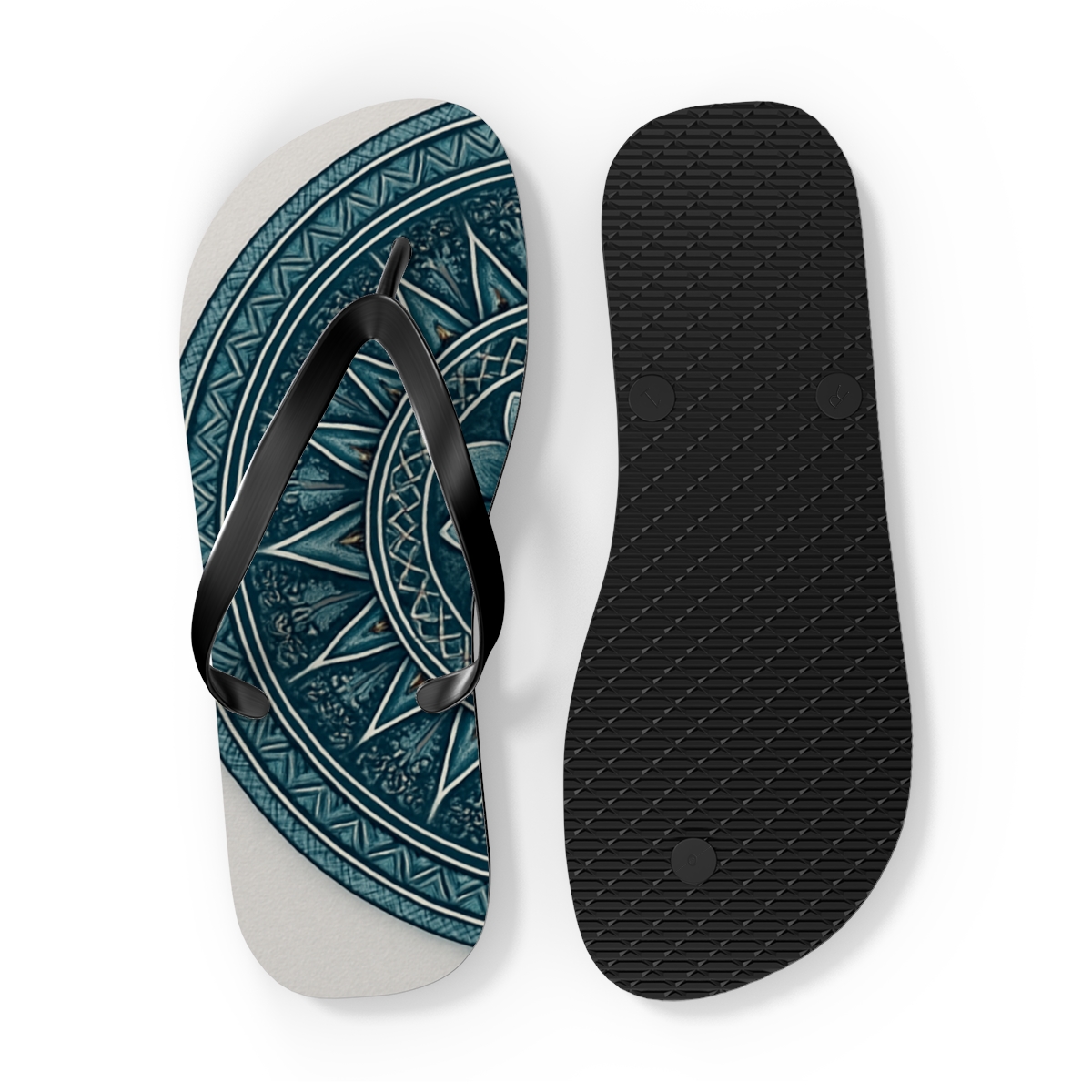 Lattice Bloom Compasswheel personalized beach flip flops